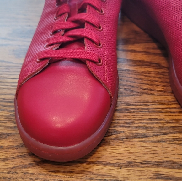 NWOT Adidas Stan Smith Red Genuine Leather Sneakers Gym Kicks Shoes Size 12 - Picture 5 of 14